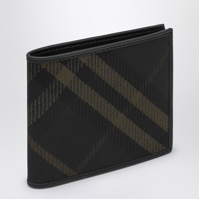 Black bi-fold wallet with Check pattern