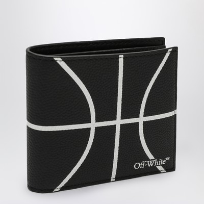 Black leather bi-fold basketball wallet