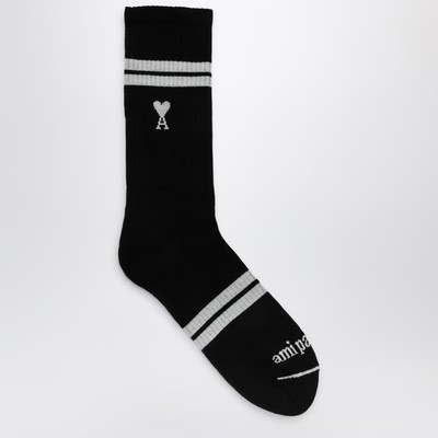 Black/white cotton blend socks with logo