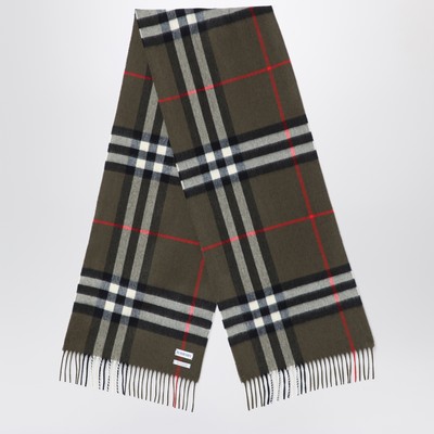 Dark green cashmere Check pattern scarf