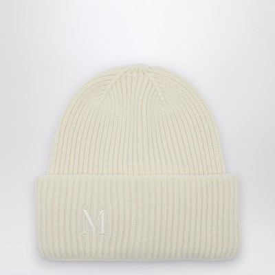 White cashmere cap with logo